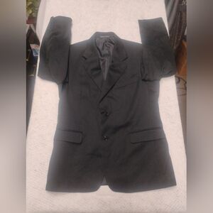 Men’s Famous Brands Black Blazer Sport Coat 40R Wool Blend 2 Button Classic 90s